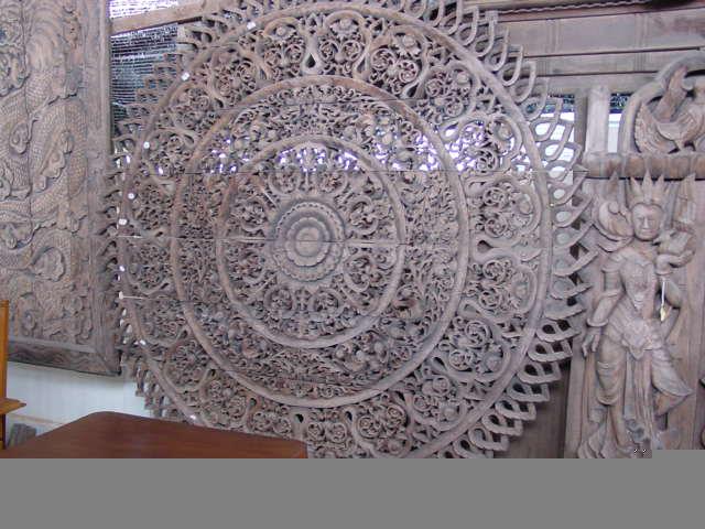 Round carved panel, Northern Thailand